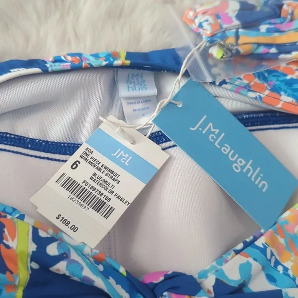 J McLAUGHLIN Blue Watercolor Paisley Koa One-Piece - NWT - Picture 5 of 8